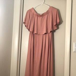 Dusty Rose Off the Shoulder Maxi Dress